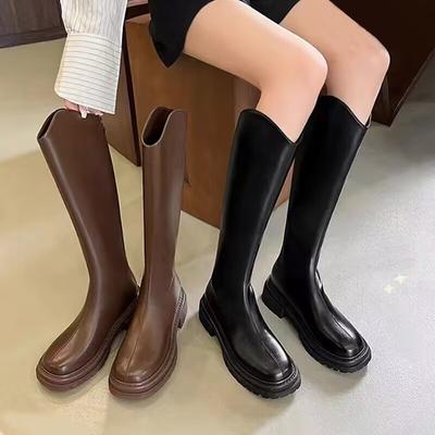 Knee-High Boots for Women Autumn Winter New Height Increasing Knight Boots Thick Heel Retro Botas Mujer Versatile Women's Shoes