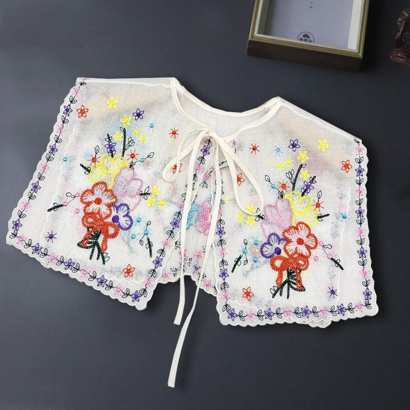 Perfect Match Pink Women Scarf Shawl Detachable Collar Tie Necklace Embroidery Lapel Fake False Collar Woman Lace Tie Neckwear Nep Kraagie