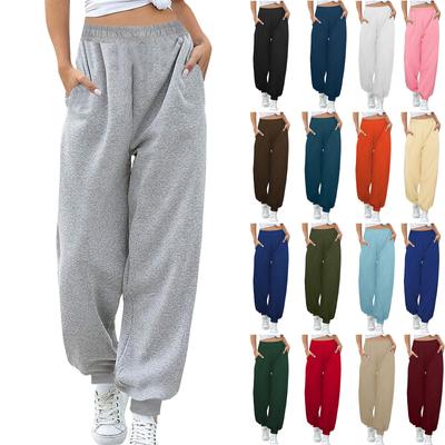 Dames Casual Mode Effen Kleur Broek Joggingbroek Lange Broek Elastische Taille Trekkoord Broek