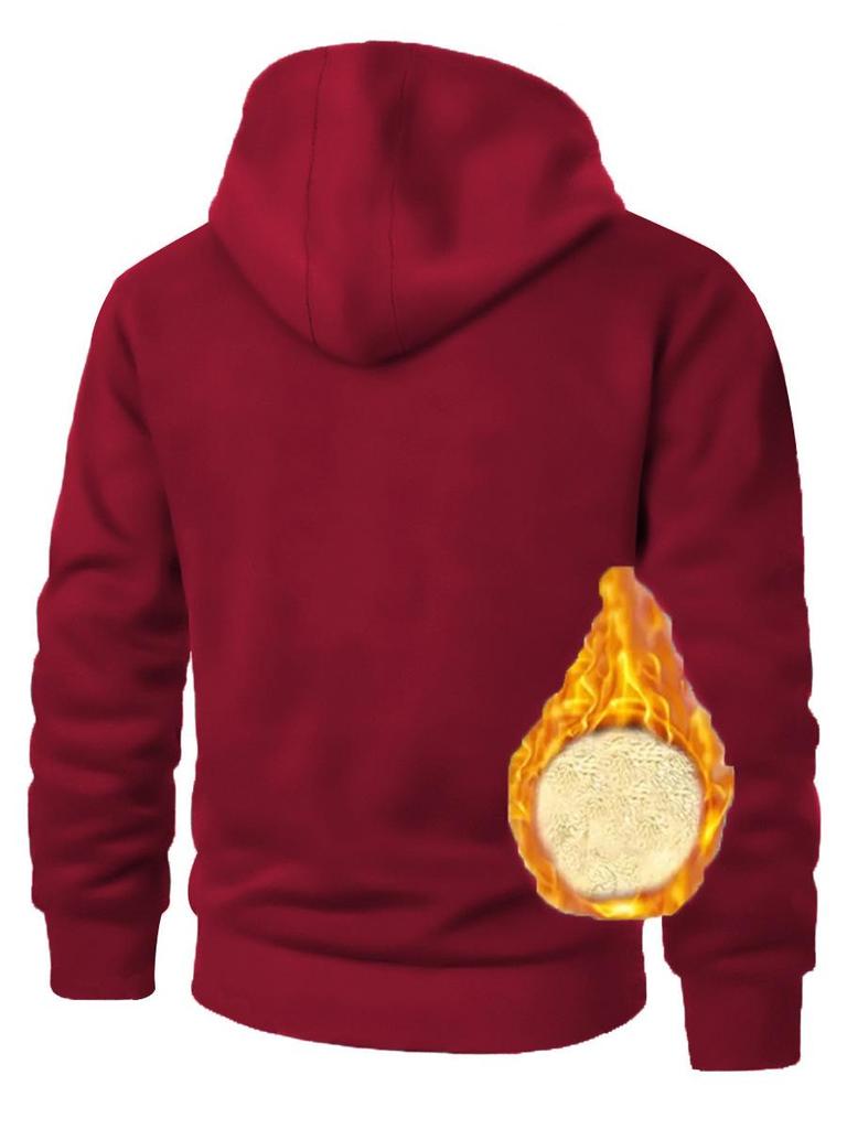 Men's Fleece-Lined Zip-Up Knitted Cardigan - Thickened for Autumn/Winter