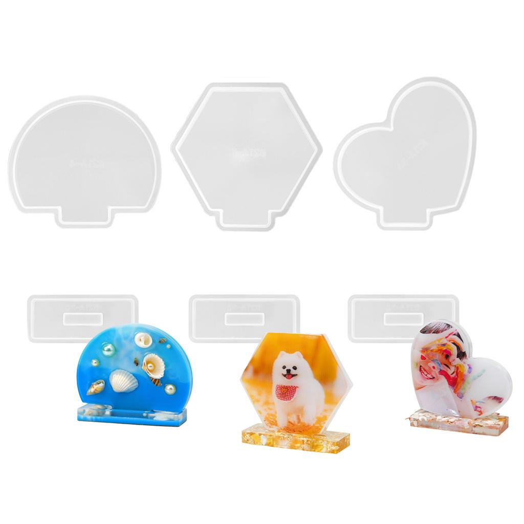 Home Decors Silicone Frame Mould DIY Heart Shaped Round Hexagon Photo Frame Decor Silicone Mold Set For Crafting