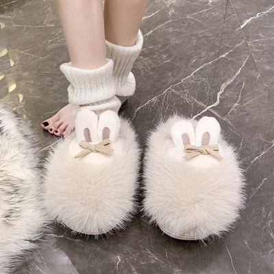 Cute Plush Slippers Women Autumn Winter New Outdoor Home Shoes for Women Thick-bottomed Plush Warm Cotton Slippers Slides Women