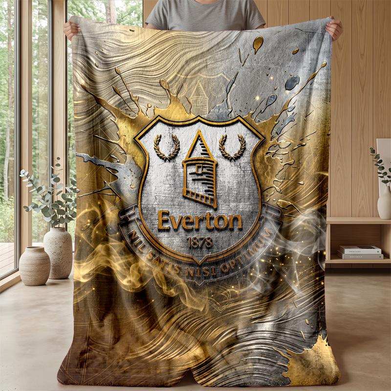 Everton Fußball Druck Flanell Decke, Weiche Warme Leichte Überwurfdecke für Sofa Bett Camping
