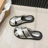 Women's Summer Slippers Luxury Artificial Leather House Shoes For Home Women 2024 Comfortable Barefoot Outdoor Low Heels Slipper