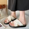 Women Slide Sandals Cross Strap Open Toe Slip On Flat Platform Casual Comfortable Footwear for Indoor Outdoor Use