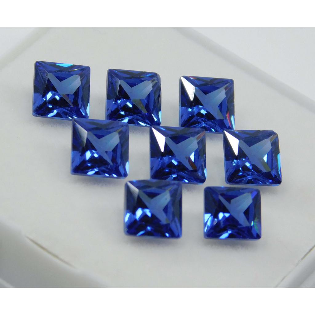 Blue Sapphire CERTIFIED Square Cut Ring Size 8 PCS Natural Loose Gemstone Lot MULTTIQ133