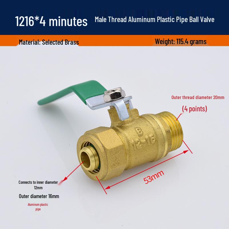 Solar Compression Ball Valve Switch with Aluminum-Plastic Pipe Fitting for Radiators 1/2" & 3/4" 2025 Model