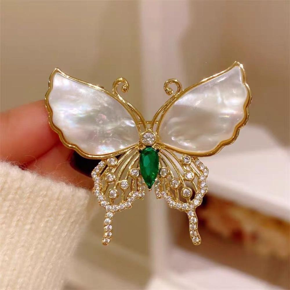 Diamond Butterfly Versatile Simple Brooch Flower Anti-light Pin Clothing Accessories Corsage