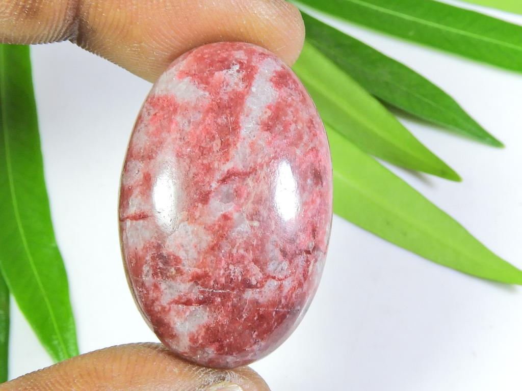 21X33X08 MM Natural African Thulite Oval Cabochon Pendent Gemstone SK-583
