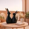 Resin Rabbit Figurines for Home Decor (Set of 2 pc, Black Color)