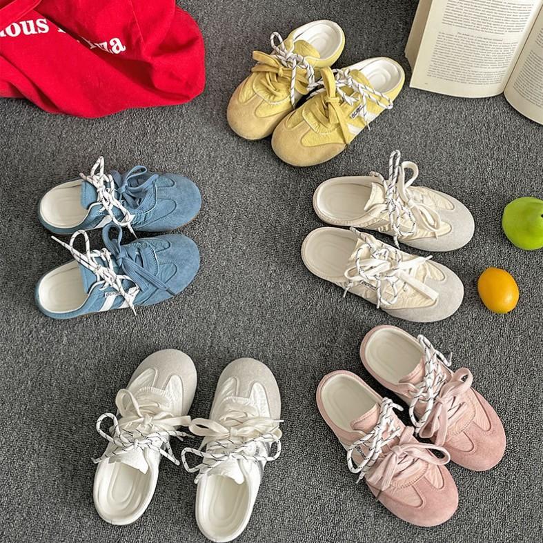 Retro Yellow Inner Height Increase German Training Bag Head Half Slippers Women's Summer Wear 2025 New Non-slip Soft Bottom Cool Slippers