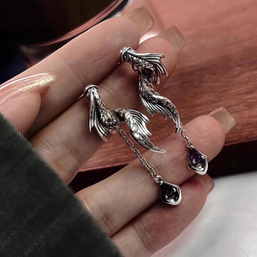 PANJBJ 925 Silver Bow Knot Earring for Women Texture Tassels Sweet Romantic Korean Jewelry Gift