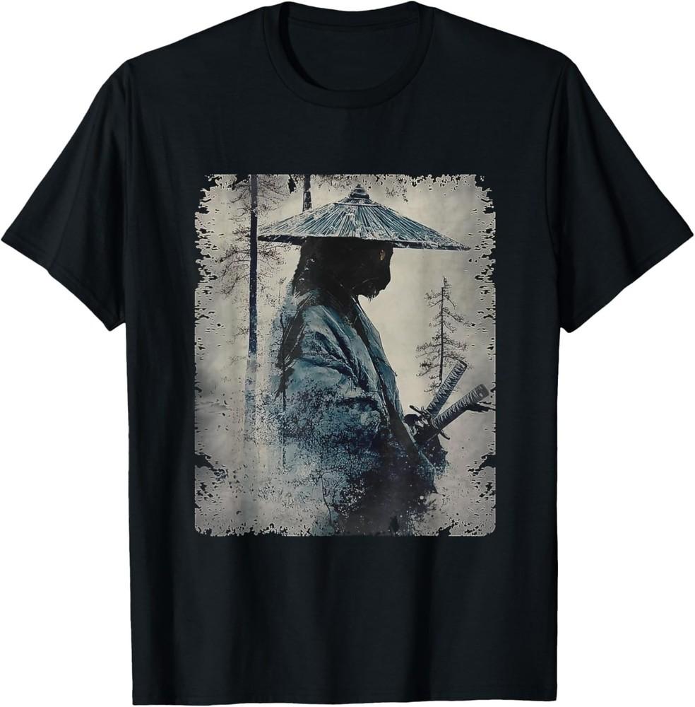 Samurai Cat Japanese Art Anime Gifts Men Women Graphic TShirt Unisex T-Shirt L
