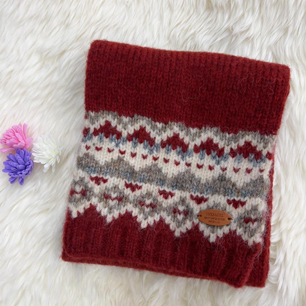 2024 Fair Isle Grüner Strickschal: Winter Koreanischer Stil, Weihnachtsatmosphäre, Dicker & Warmer Nackenwärmer für Männer & Frauen