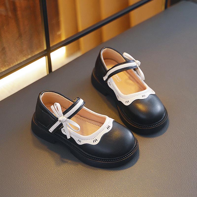 

Туфли принцессы с черным бантом для девочек - Мягкая подошва, Нескользящие, Модная летняя обувь Size 23, insole 14.5 cm чёрный