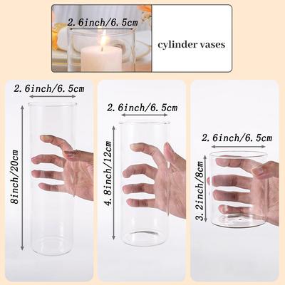 Szklane wazony cylindryczne na środki stołu, Wysoki wazon na kwiaty do dekoracji ślubnych, Przezroczyste wazony na świece pływające, Hurtowo, Dekoracja domu