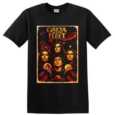 Greta Van Fleet T Shirt Psychedelic Cosmic Portrait Rock Band Concert Art Tee