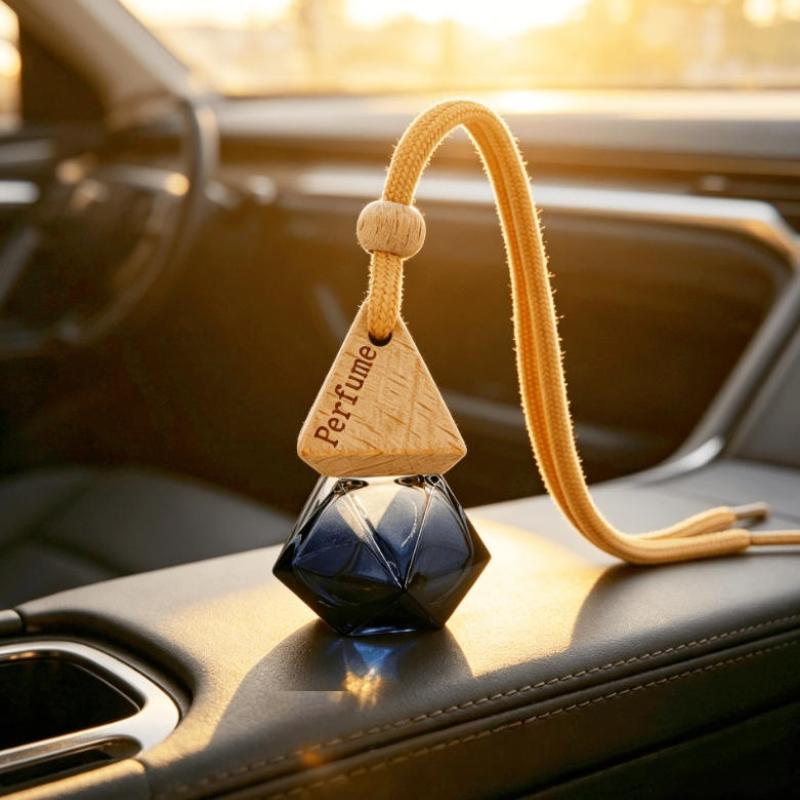 Empty Gradient Black Rhombus Glass Perfume Bottle 1Pcs Triangle Cover Portable Refillable Leakproof Vial for Women Daily Carry