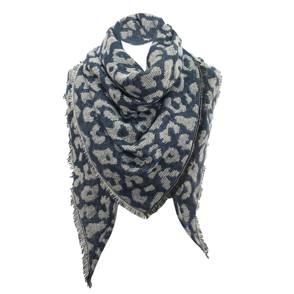 Ladies Leopard Print Imitation Cashmere Shawl Long Scarf 140x140x190cm