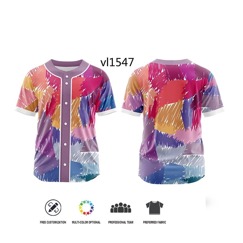 Men Button Sublimation Baseball Jersey Adults Custom Quick Dry Baseball Wear Uniforms Personal T-shirt Breathable Jersey TOP
