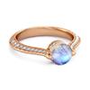 Moonstone Pave Split Band Ring - 925 Sterling Silver Rose Gold Vermeil