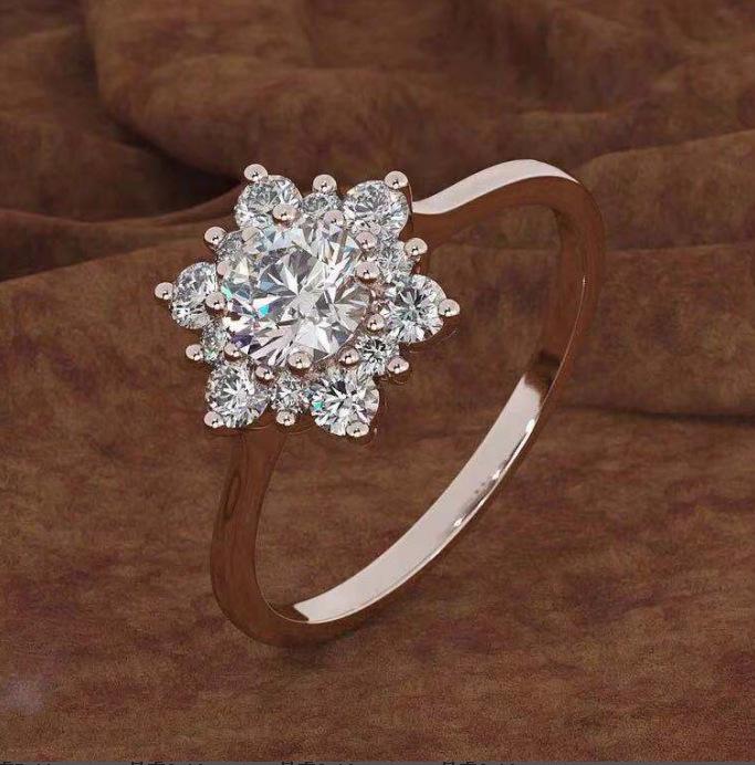 Luxury Snowflake Diamond Ring: Elegant European & American Design for Women’s Fashion Weddings
