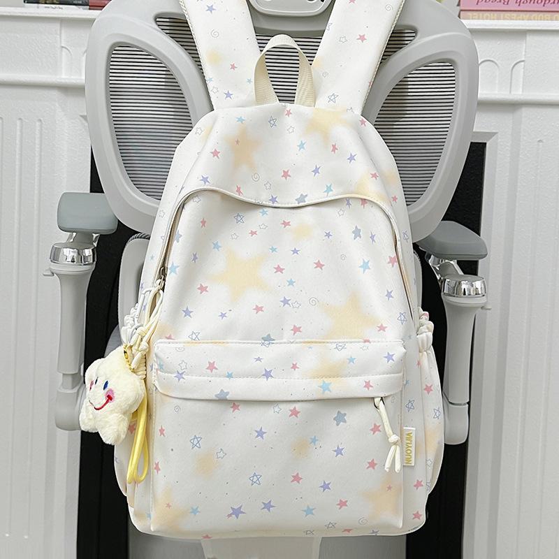 Schoolbag Korean small fresh schoolbag female college student simple versatile printed backpack lightweight large capacity high school backpack