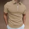 WTEMPO Brand Summer Men's Polo Shirt Zipper Stripe Short Sleeve Top Fitness Sports Casual Men's Comfortable Soft Polo Shirts