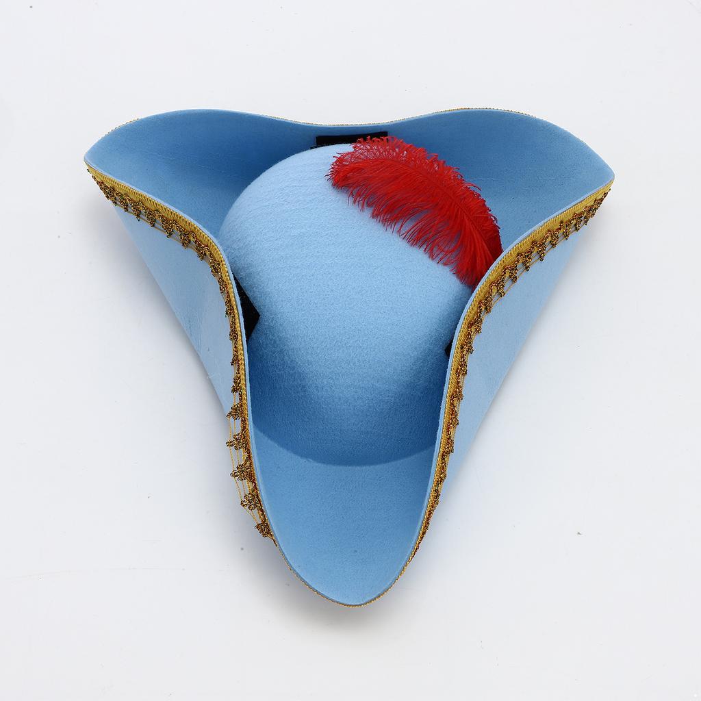 Unisex Halloween Pirate Hat Tricorn Style Distressed Felt with Metallic Brim Cosplay Accessory 1Pc