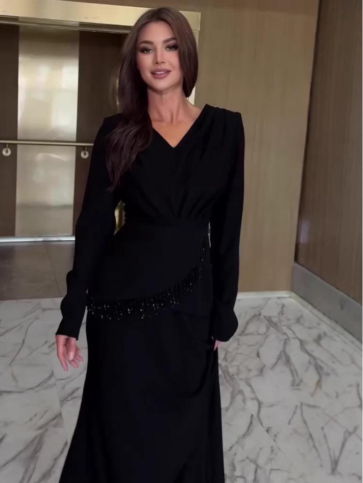 2025 Summer Sexy Elegant Long Sleeve Maxi Dress for Women