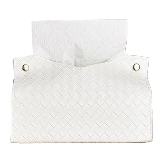 Tissue Box PU Leather Tissue Holder Smooth Dispensing Decorative Paper Towel Case Simple Style Organizer for Home Office Desktop