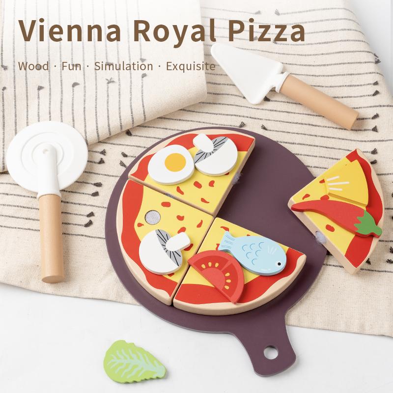 Children's Wooden Simulation Pizza Toy, Baby Play House Kitchen, Boy and Girl Gift, Pizza Cutting, Birthday Gift, Holiday Gift