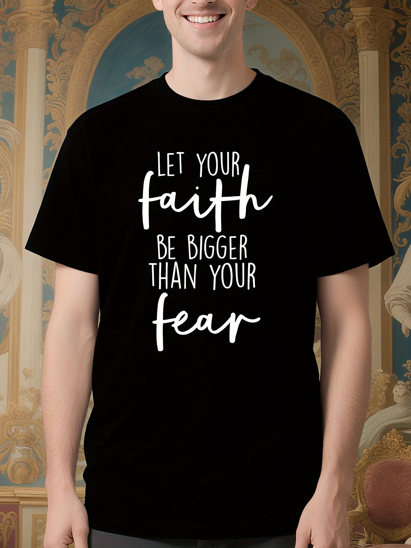 Christian Faith Over Fear Tshirt - Black with White Inspi... S