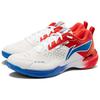 Li-Ning Synthetic Leather Fabric Simple Casual Wear Resistant Breathable Low-Top Badminton Shoes Unisex sneaker White Red Blue AYAU005-1