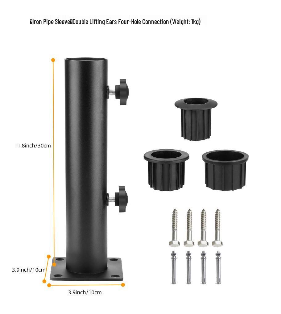 Outdoor Umbrella Base: Sunshade Ground Insert, Marble Fixer, Carbon Steel & Stainless Steel Tube