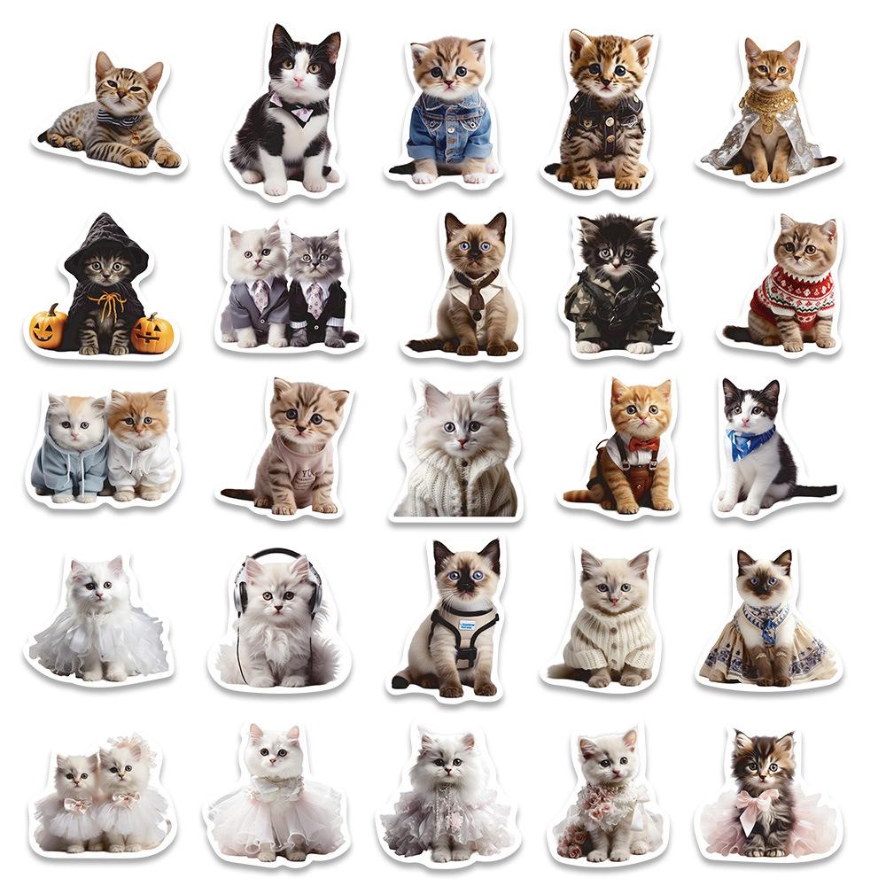 50PCS Cute Cat Animals Kawaii DIY Stickers For Waterproof Skateboard Laptop Phone Diary Car Vinyl PVC Decoration Stickers