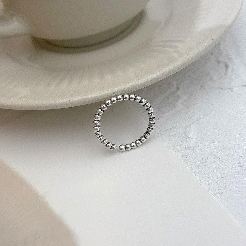Korean Geometric Irregular Stackable Ring: Retro Fashion Open Round Bead Index Finger Ring for Women Open Adjustable
