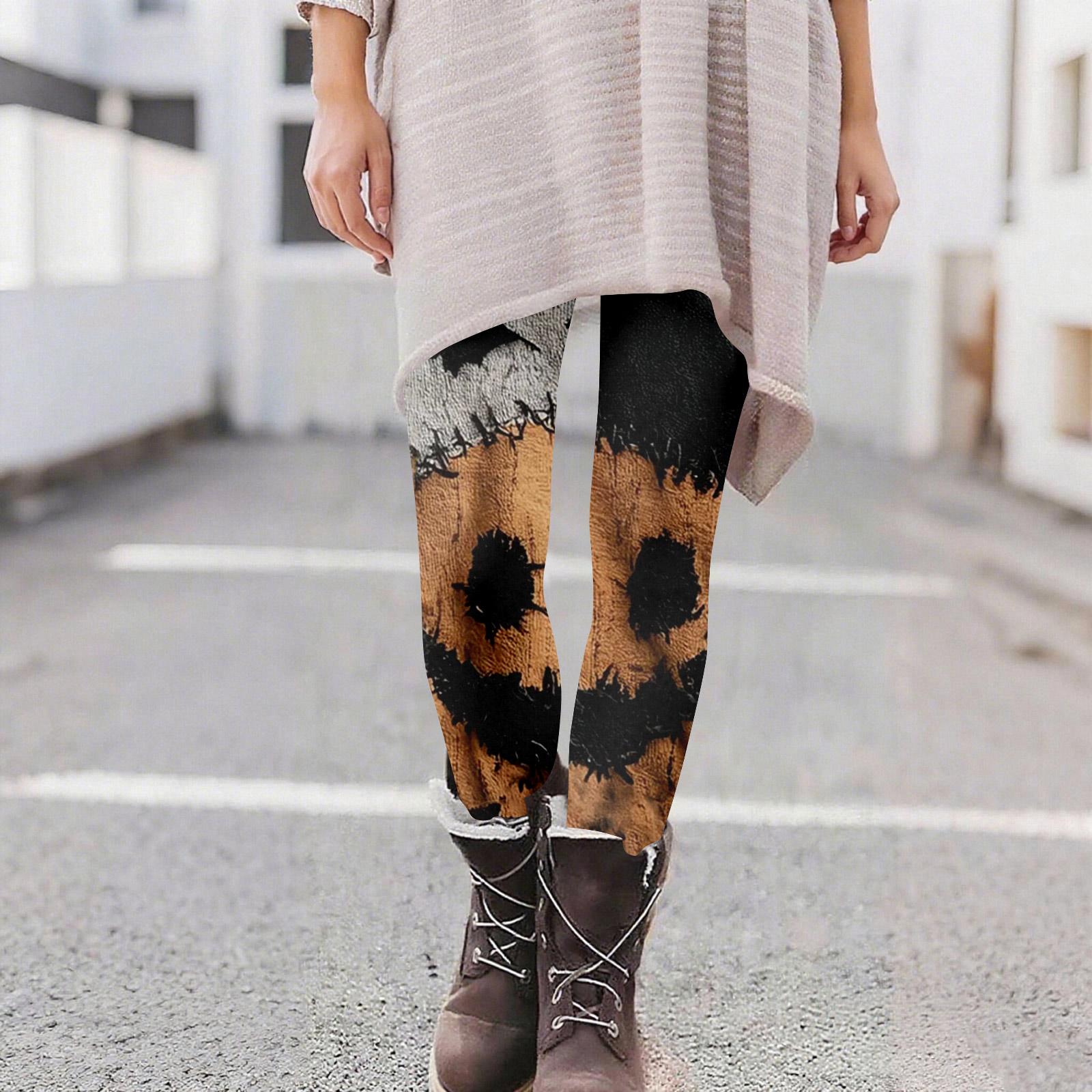 

Женские повседневные модные уличные брюки для йоги с принтом на Хэллоуин, облегающие эластичные укороченные брюки L