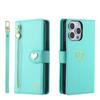 Applicable iPhone17ProMax Phone case with gold-embossed heart and zipper card slot17/16Flip cover with card slot15Wallet