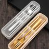 2/3Pcs Portable Tableware Stainless Steel Cutlery Set with Case Travel Camping Dinnerware Spoon Fork Chopsticks Kitchen Utensils