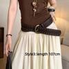 Patchwork Heart Waist Belt Faux Fur Brown Rivet Belt Fashion Women Waistband  Waist Accessories