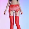 Sexy Women Lace Elastic Maid Stocking Oil Shiny Glossy Vintage Above Knee Stocking Belt Garters Stockings Fashion Dance Tights