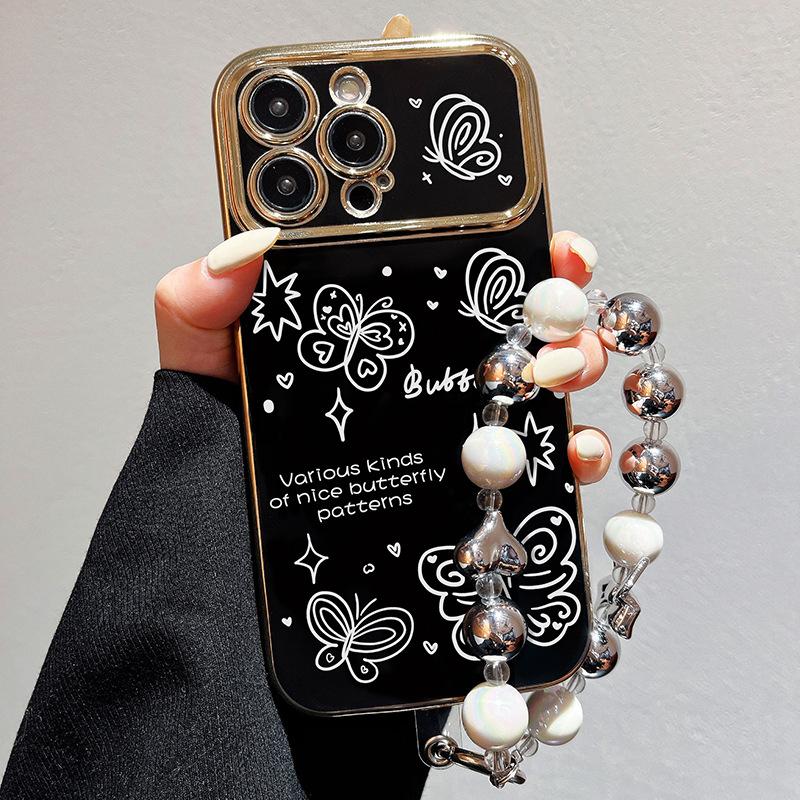 Large Windows for IPhone 15 Mobile Phone Purple Night Butterfly Apple 13 Black Camellia Apple 14 Soft Shell Protection