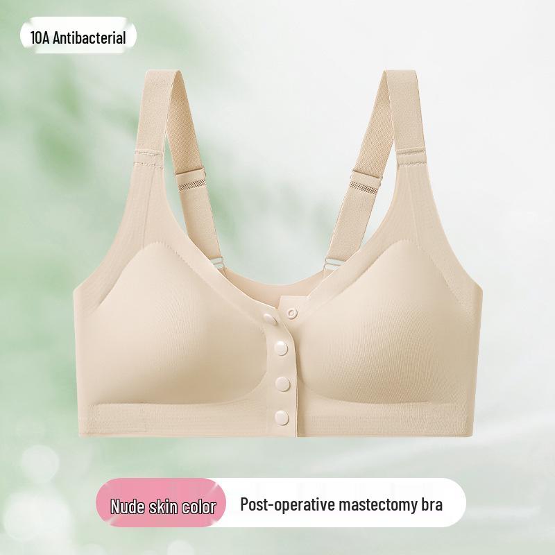 Cross-border Antibacterial Mastectomy Prosthesis Bra with Fake Breast Pads, Seamless Front Closure, for Post-Op and Reduction Support.