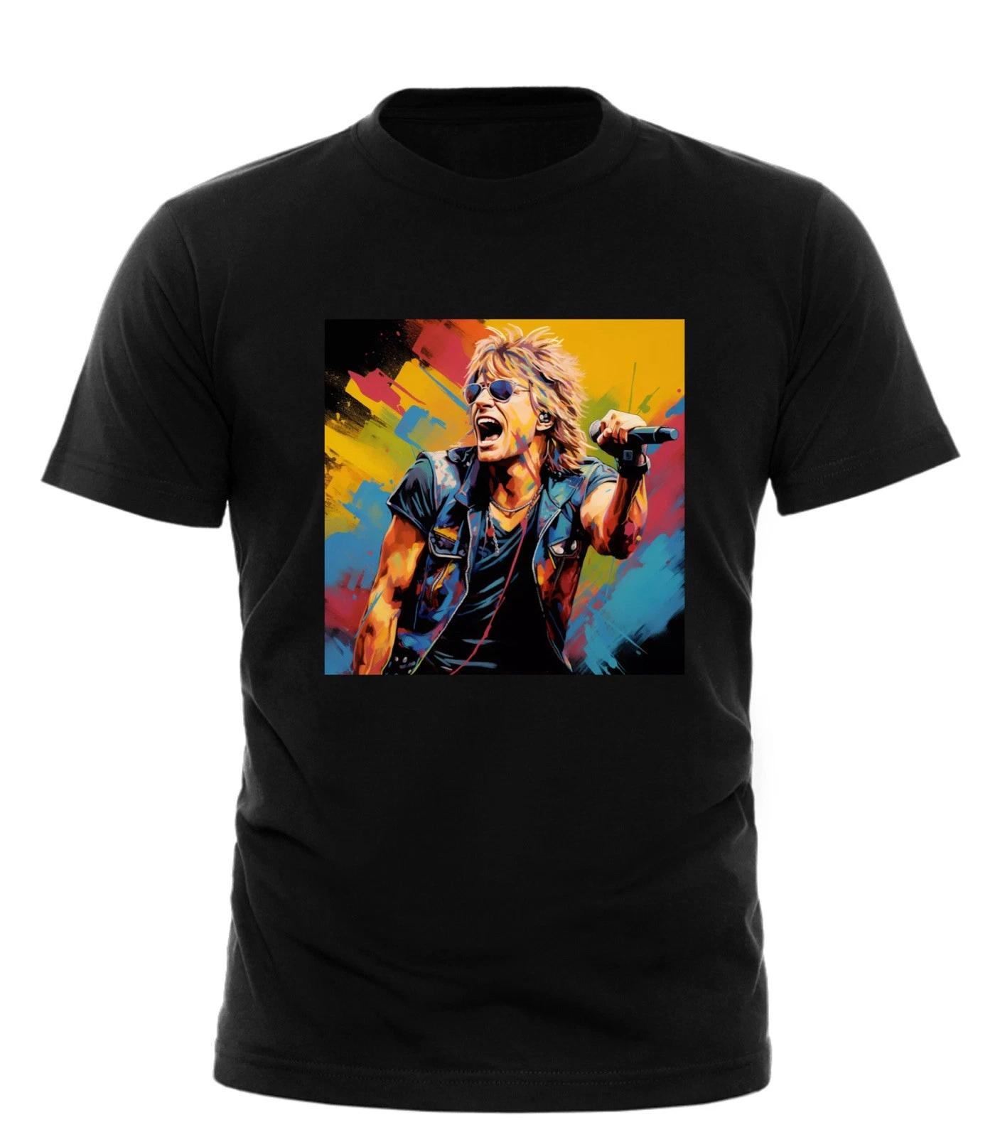 Jon Bon Jovi T-Shirt/Tee/Top/Shirt Black With a Unique Design. Unisex L