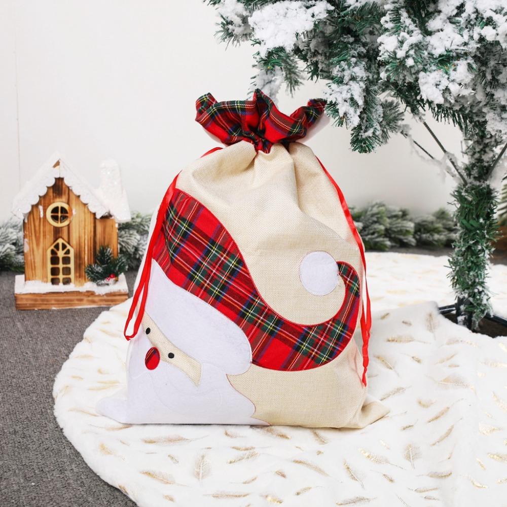 

Luxury Linen Packing Bag Large Drawstring Pocket Christmas Handbag Children s Holiday Style B