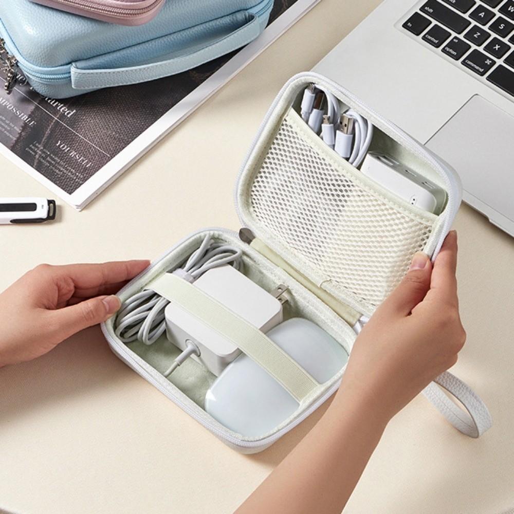 Dust-proof EVA Leather Headphone Bag Shockproof Data Cable Organizer Bag  Digital Accessories