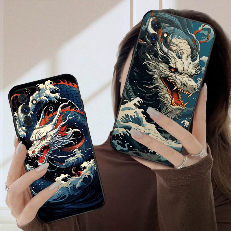 Sea White Dragon For Samsung S20FE S 21 22 23 FE 24 Plus 25 Ultra Galaxy M23 32 34 35 52 53 54 55 5G Silicone Soft Phone Case