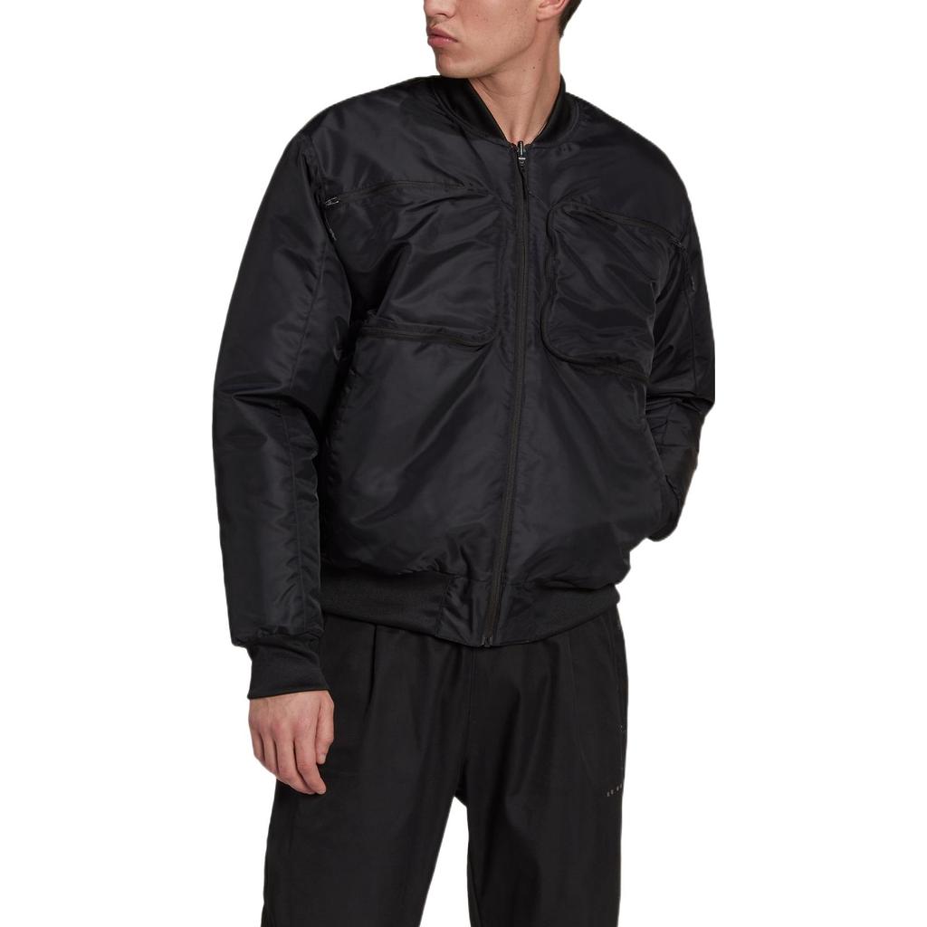adidas Chaqueta con cremallera y cuello de béisbol reversible de color liso Trefoil Originals para hombre, color negro HK2760