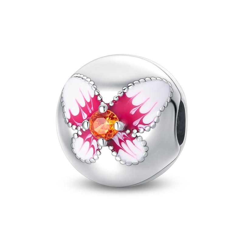 Copper Craft Plum Blossoms Azaleas Sunflowers Cherry Blossoms Sparkling Zircon Beads Charms Birthday Diy Exquisite Jewelry